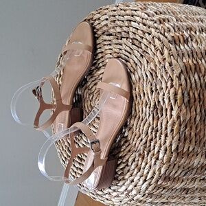 Madewell Womens The Louise Nude/Tan Leather Strap Sandals Buckle/1.5" Heels S-8